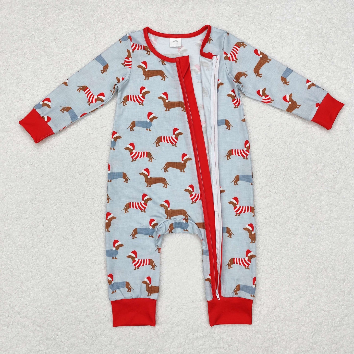 LR1082 Christmas dog boy romper 202408 BAMBOO sibling RTS