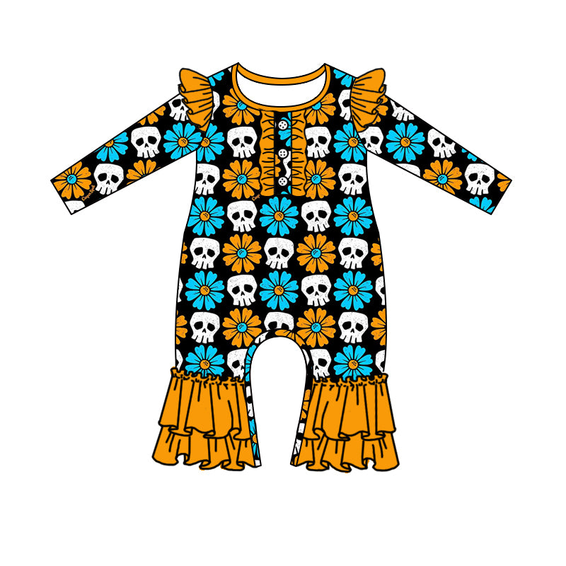 LR1083 Halloween flower pumpkin girl romper 202405 preorder