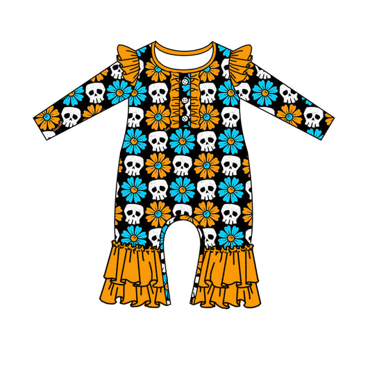 LR1083 Halloween flower pumpkin girl romper 202405 preorder