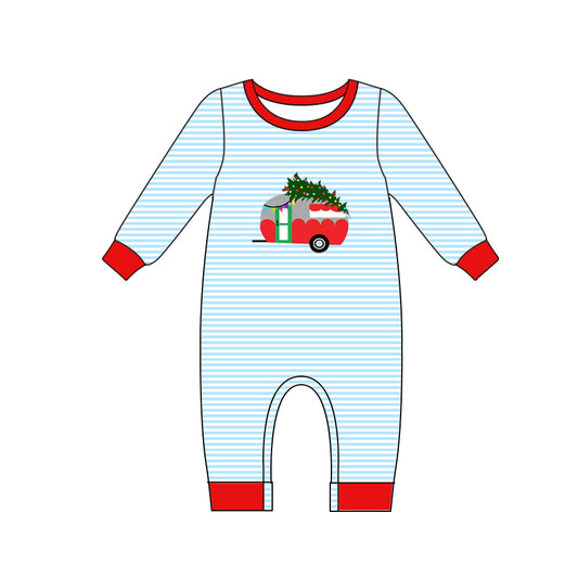LR1085 Christmas truck tree  boy romper 202405 preorder