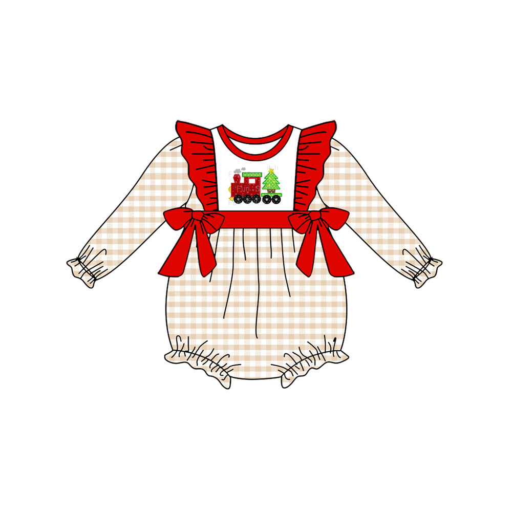LR1086 Christmas train girl romper 202405 preorder