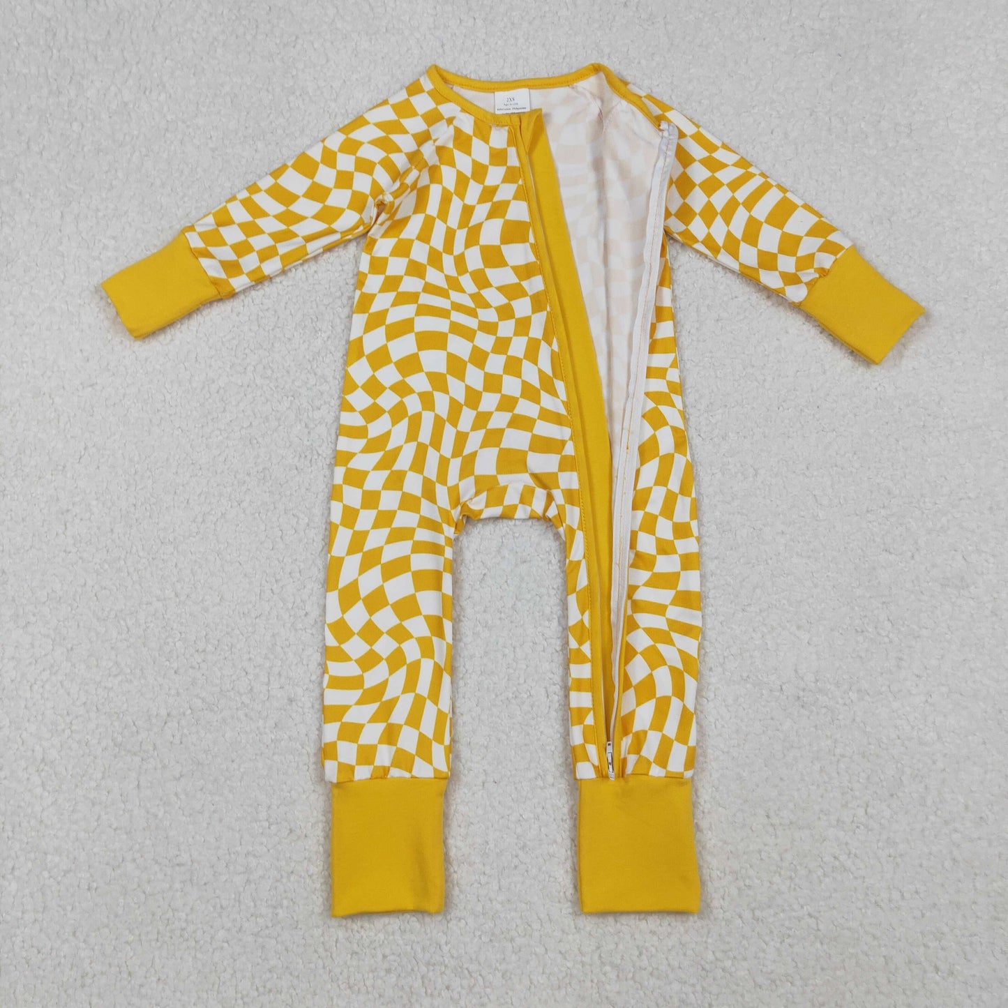 LR1089 yellow checkerboard boy romper 202509 RTS