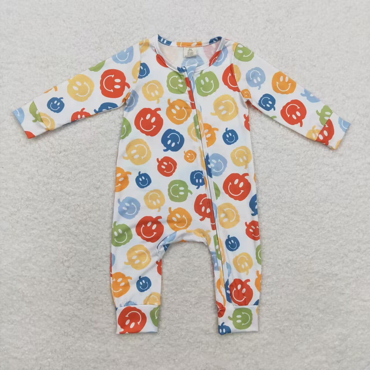 LR1094 BAMBOO pumpkin girl boy romper 202408 BAMBOO