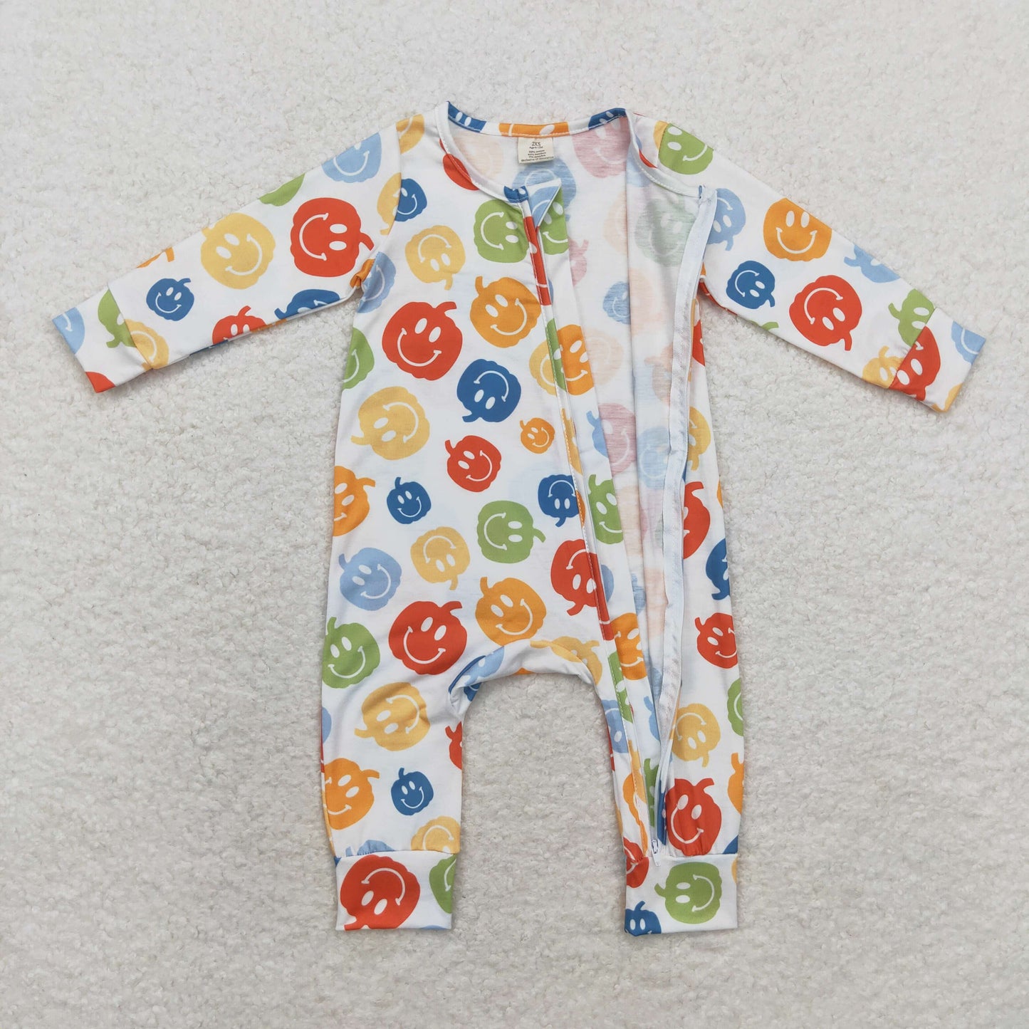 LR1094 BAMBOO pumpkin girl boy romper 202408 BAMBOO