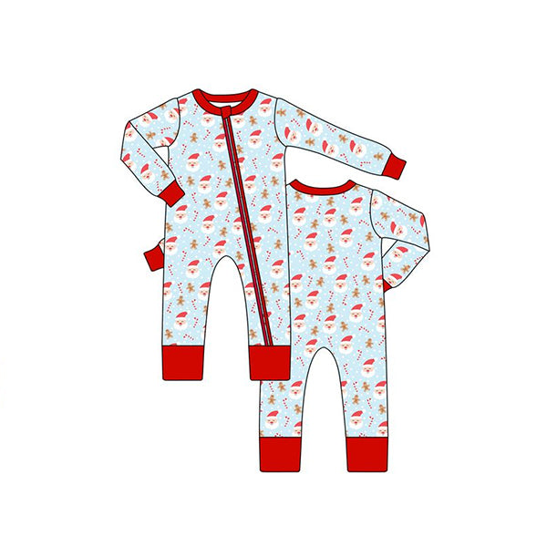 LR1103 Christmas gingerbread santa boy romper 202405 preorder sibling