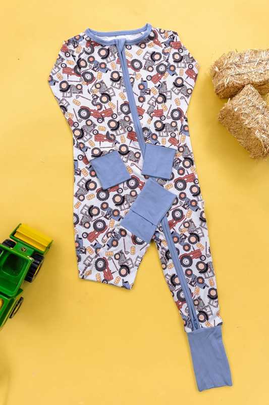 LR1106 tractor boy romper 202405 preorder sibling