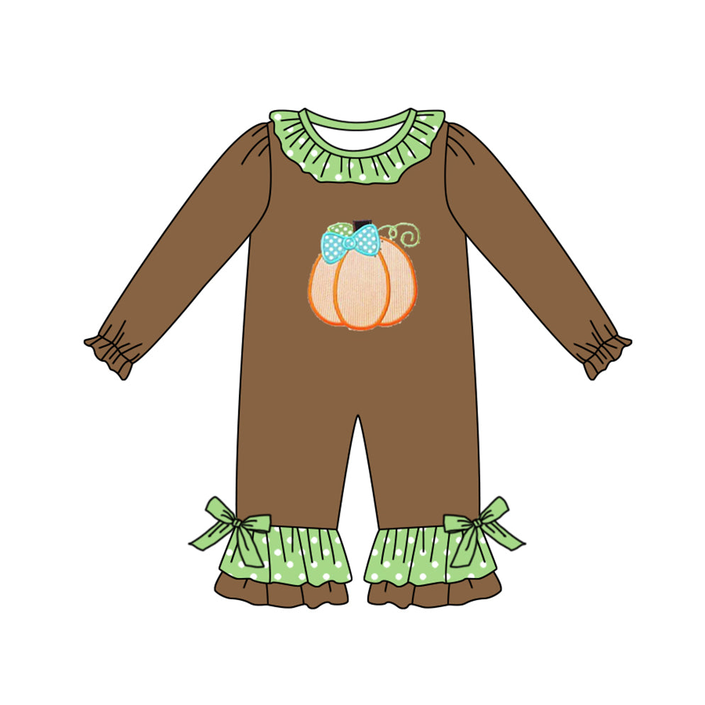 LR1123 pumpkin halloween  girl  romper 202405 preorder sibling