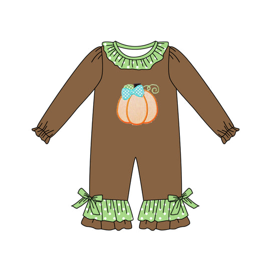 LR1123 pumpkin halloween  girl  romper 202405 preorder sibling