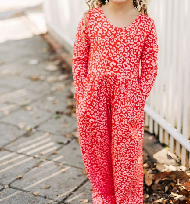 LR1139  leopard long sleeve girl jumpsuit overall 202408 RTS