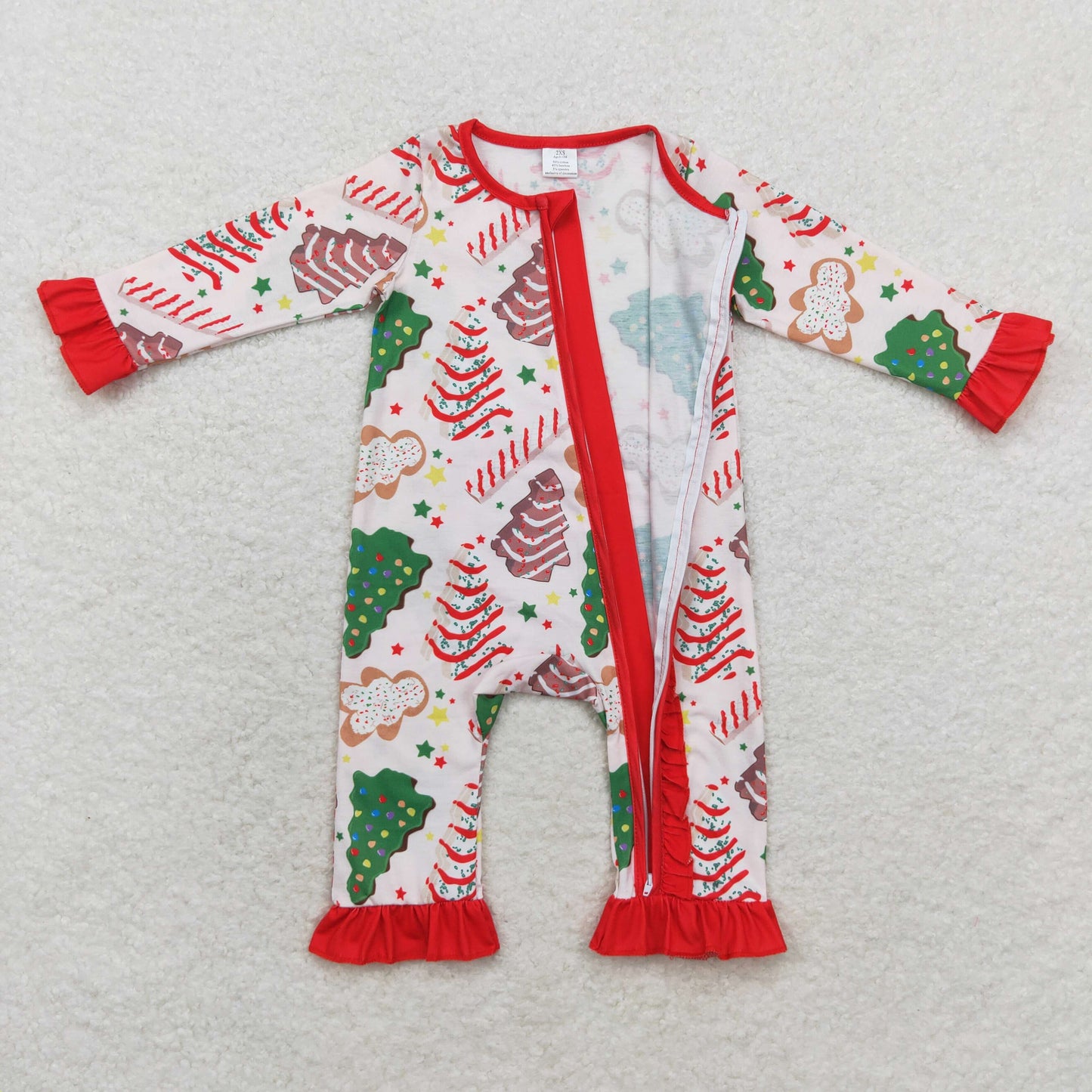 LR1149 BAMBOO Christmas tree cake girl romper 202408 sibling