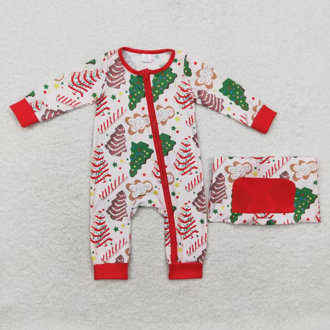 LR1150  BAMBOO Christmas tree cake BOY romper 202408 sibling RTS