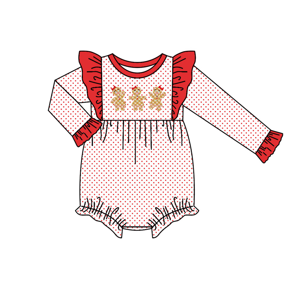 LR1156 Christmas gingerbread girl romper 202405 preorder sibling