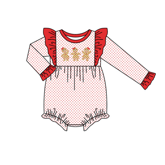 LR1156 Christmas gingerbread girl romper 202405 preorder sibling