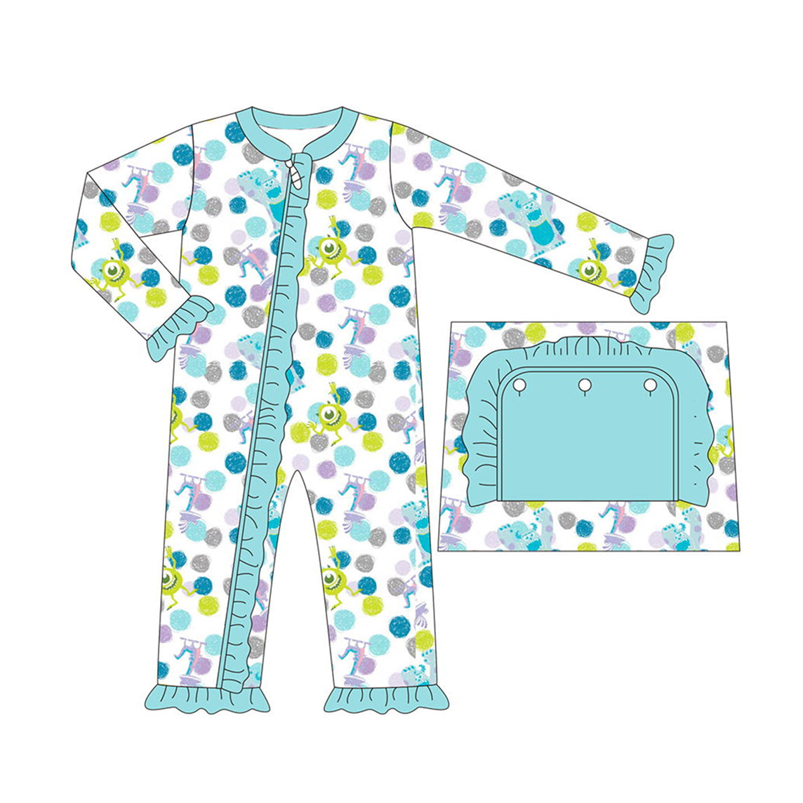 LR1177 frog girl romper 202406 preorder sibling