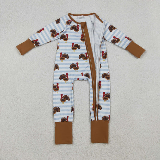 LR1191 turkey thanksgiving boy romper 202510 RTS sibling
