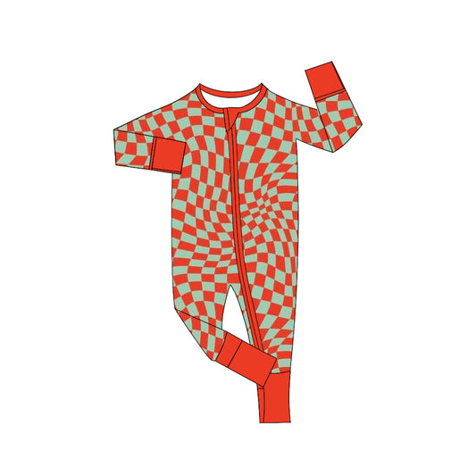 LR1207  Checkerboard girl romper 202406 preorder sibling