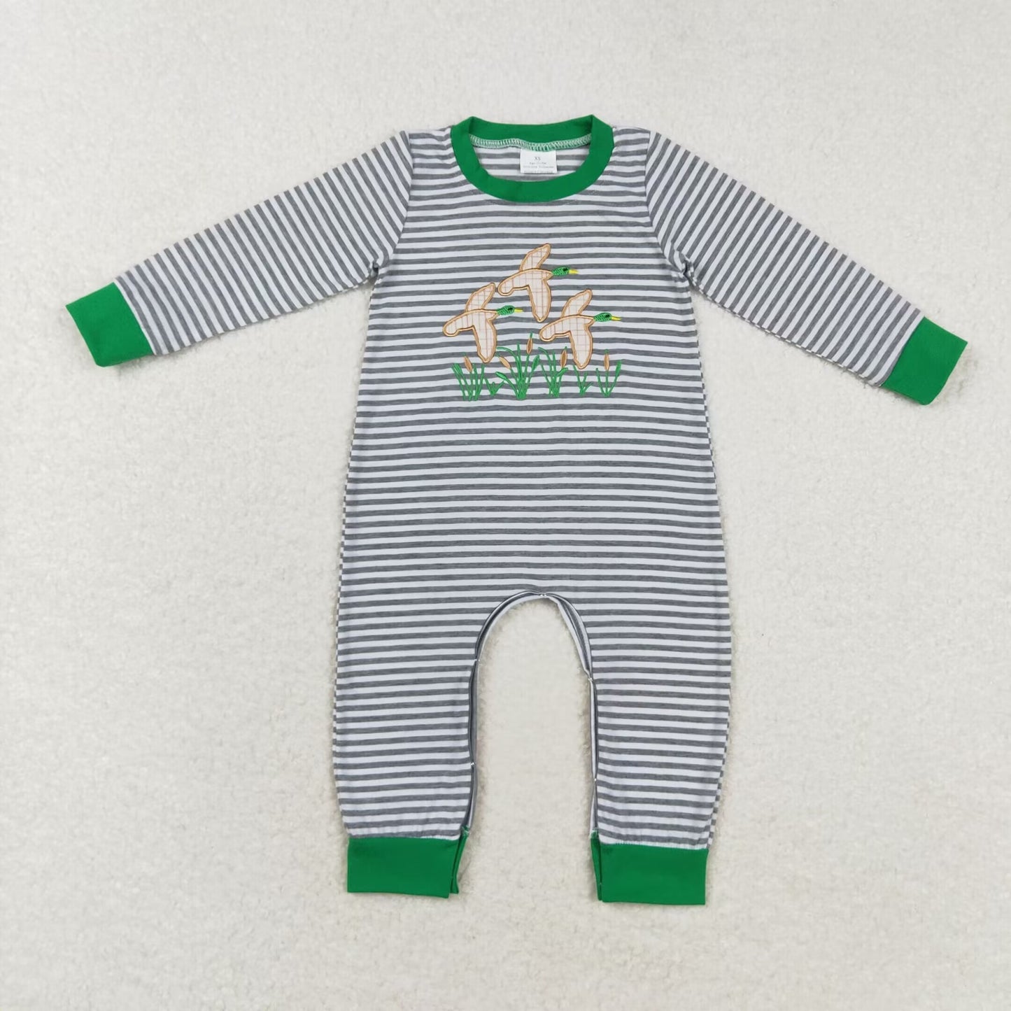 Embroidery duck  LR1217 boy romper 202408 sibling RTS