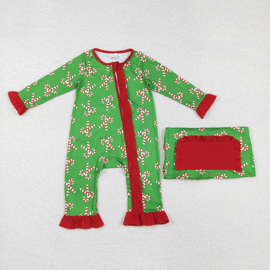 LR1236 Christmas cane girl western romper 202410 preorder sibling