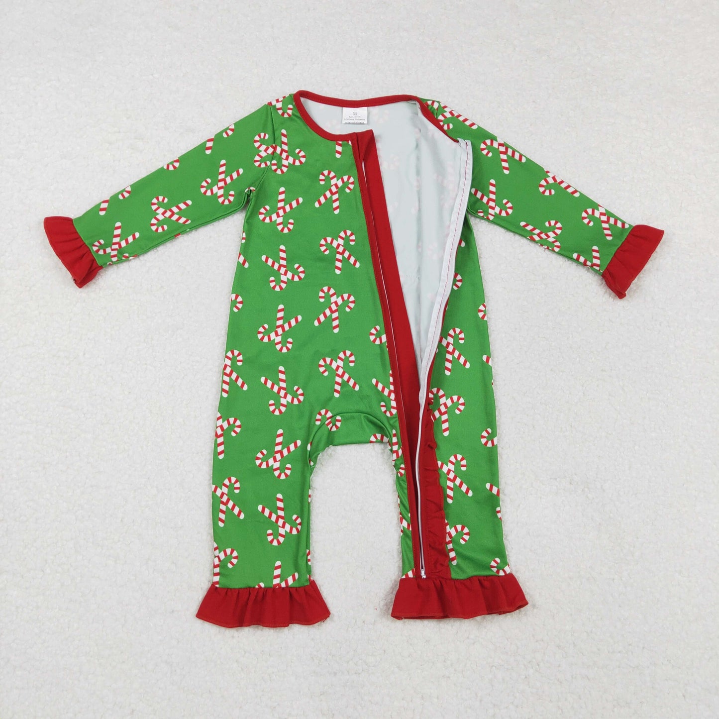 LR1236 Christmas cane girl western romper 202410 preorder sibling