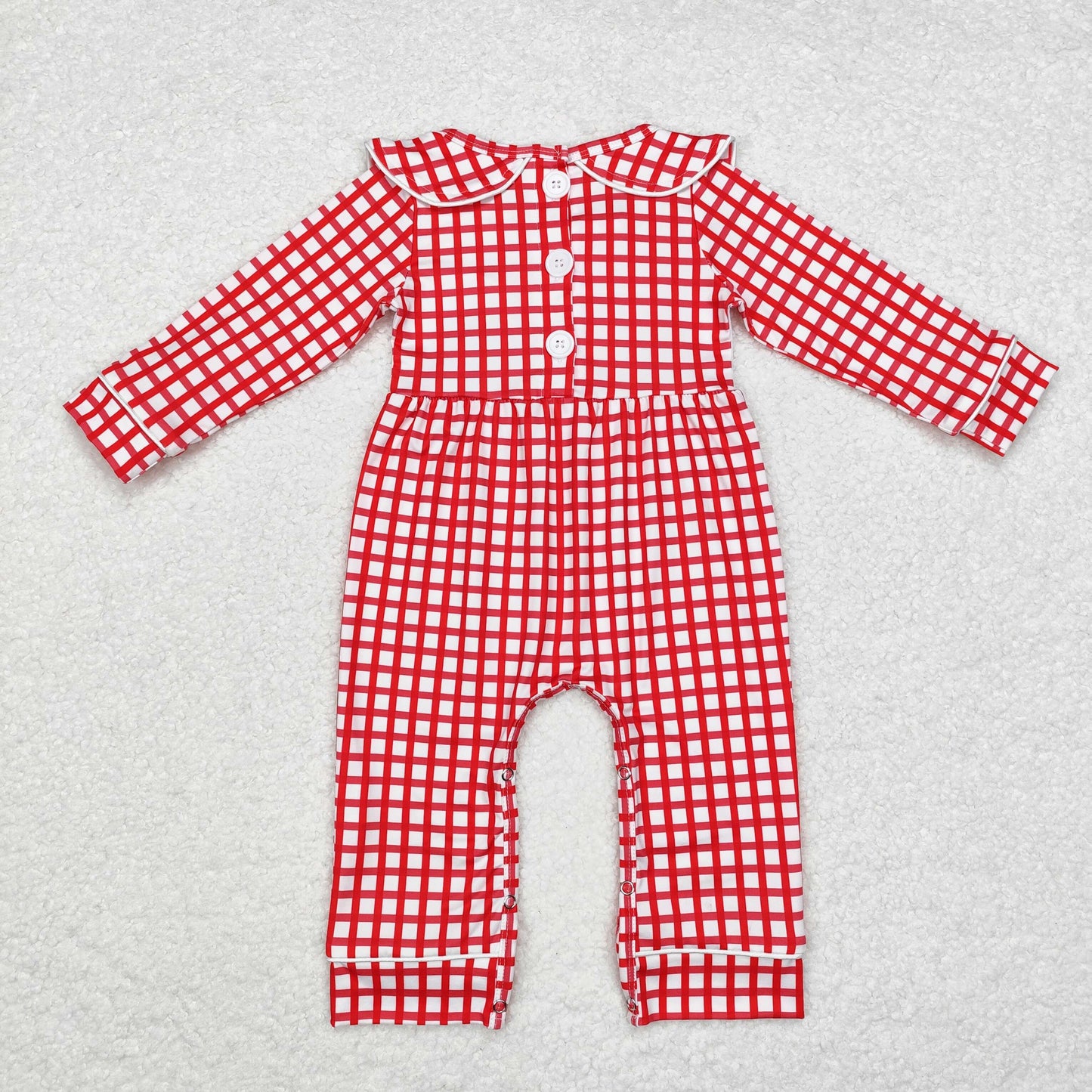 LR1263 Embroidery Christmas girl plaid romper 202409 sibling RTS