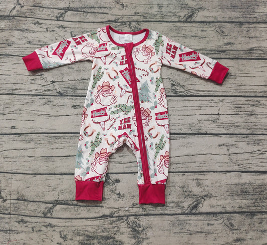 LR1278 Christmas santa western rodeo  sibling boy romper 202409 preorder