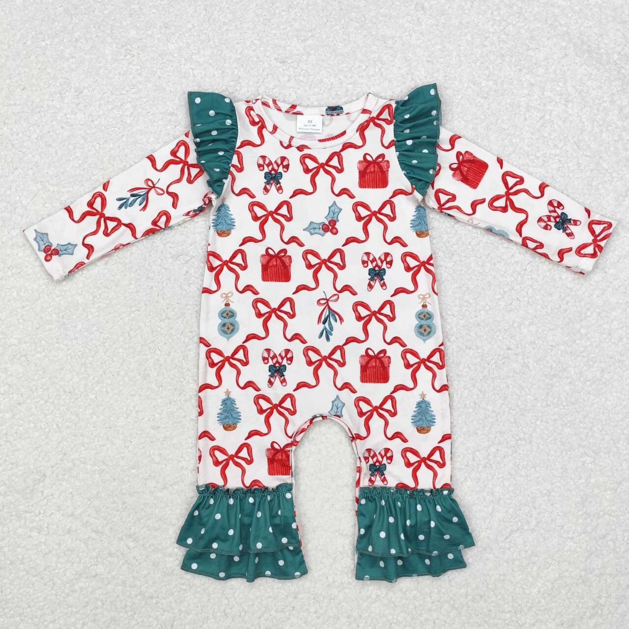 LR1285  Christmas bow sibling LR1254  girl romper 202409 RTS