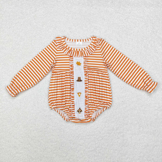 LR1300 embroidery turkey girl romper 202409 RTS