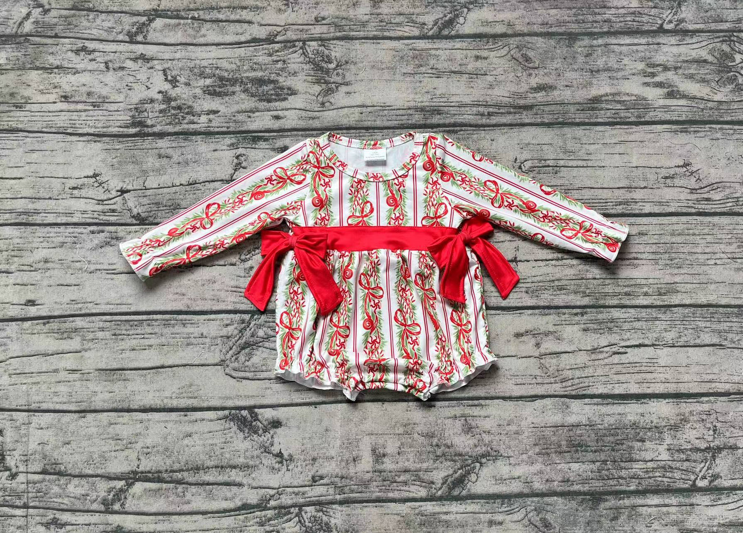 LR1303 bow Christmas  girl romper 202408 sibling RTS