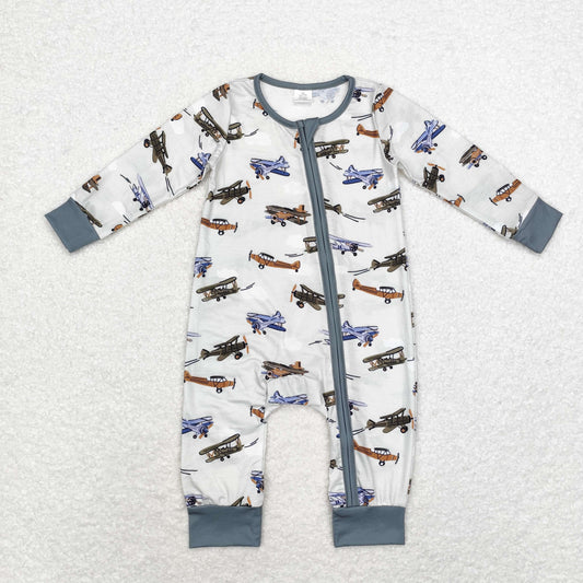 Bamboo LR1326 plane boy romper 202408  sibling RTS