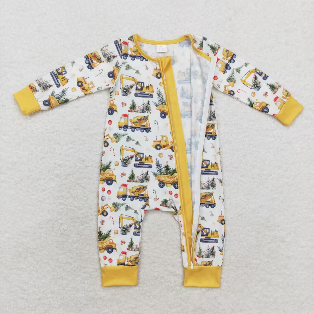 LR1332 bamboo truck printing girl romper 202408 RTS SIBLING