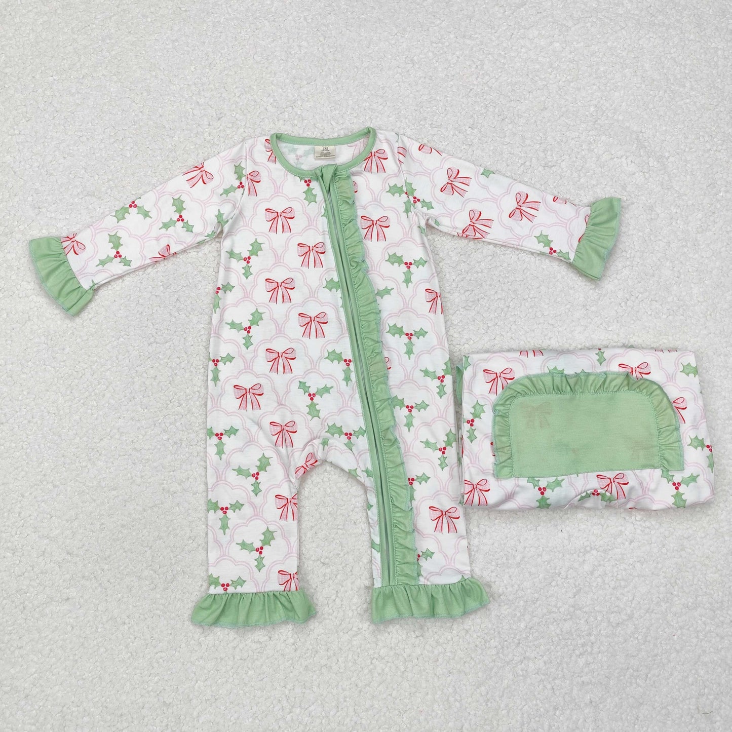 LR1344 -BAMBOO  Christmas  bowgirl romper 202410 RTS sibling