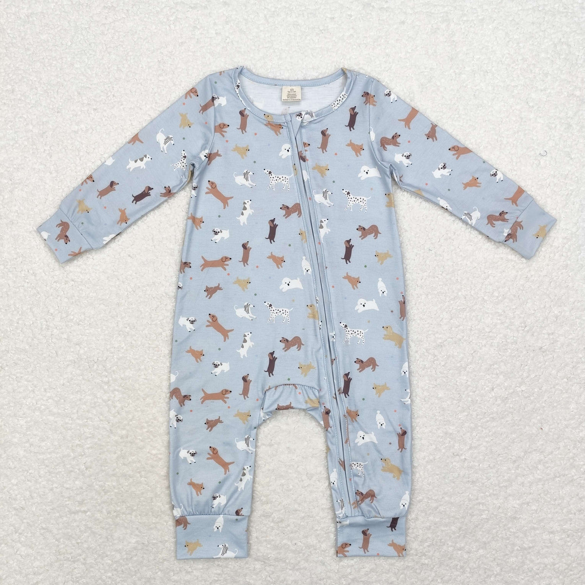 NO MOQ RTS LR1351 Bamboo Baby Boy Clothes Cute Puppy Dog Cartoon Print Long Sleeve Zipper Romper 202610
