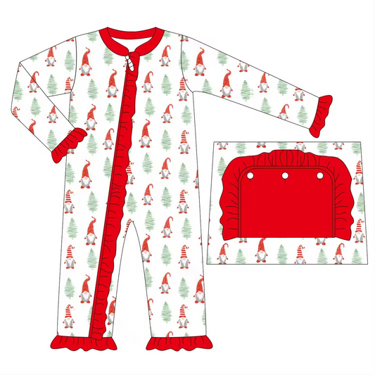 Christmas tree cartoon sibling LR1364 kids girl romper 202407 preorder