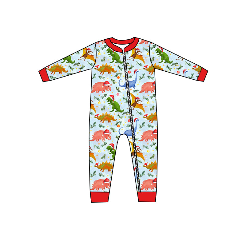 Christmas dinosaur sibling LR1373 boy romper 202407 preorder