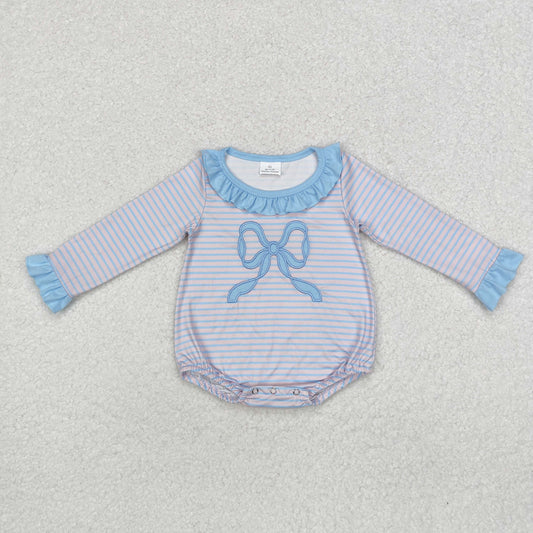 bow sibling LR1379 embroidery girl romper 202409 RTS