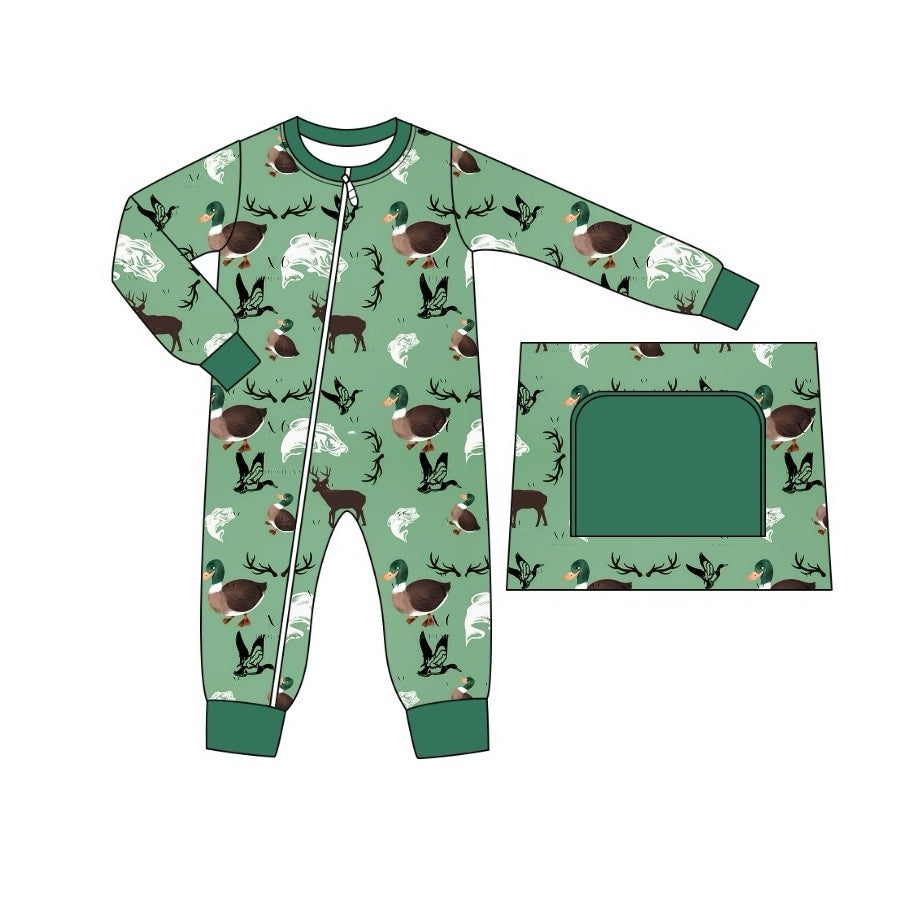 duck deer fish sibling LR1384 boy romper 202407 preorder