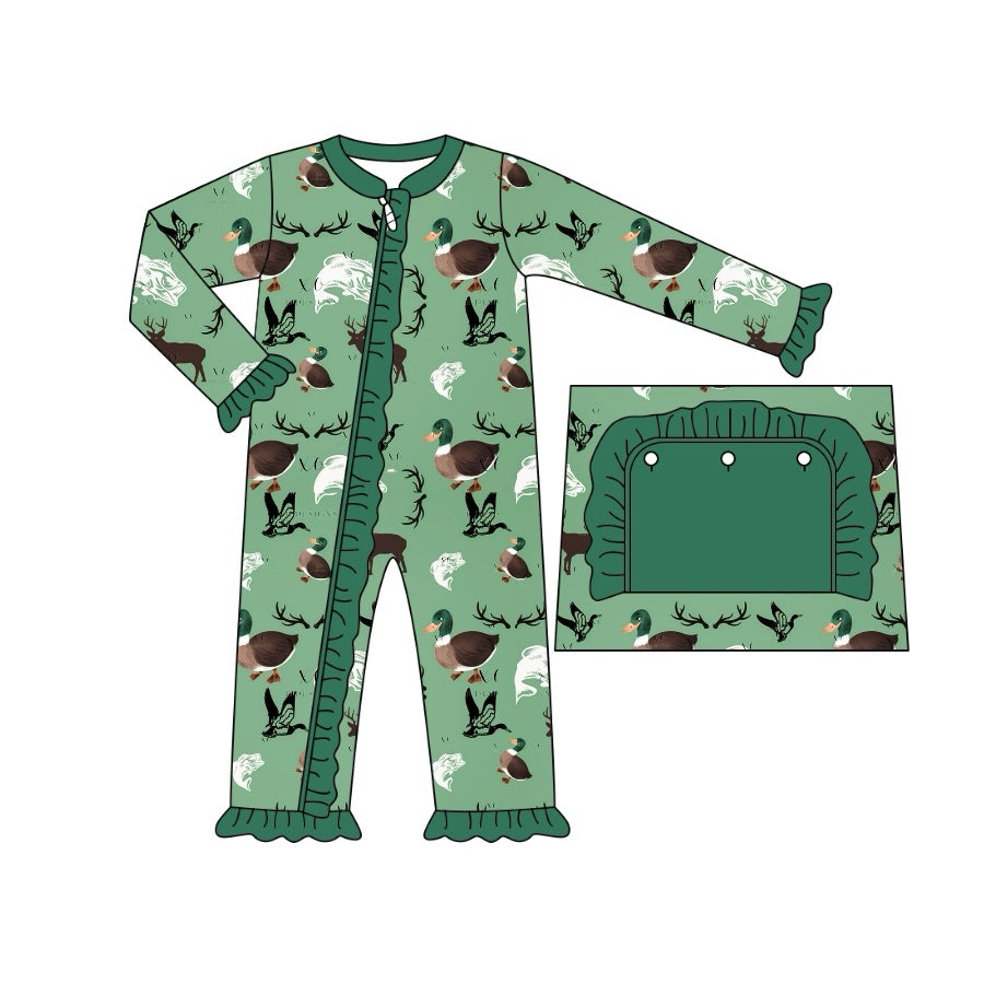 duck deer fish sibling LR1385 girl romper 202407 preorder