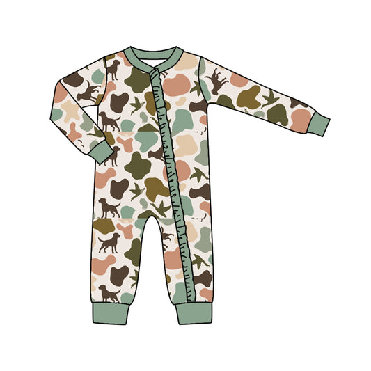 camo dog sibling  LR1386 girl romper 202407 preorder