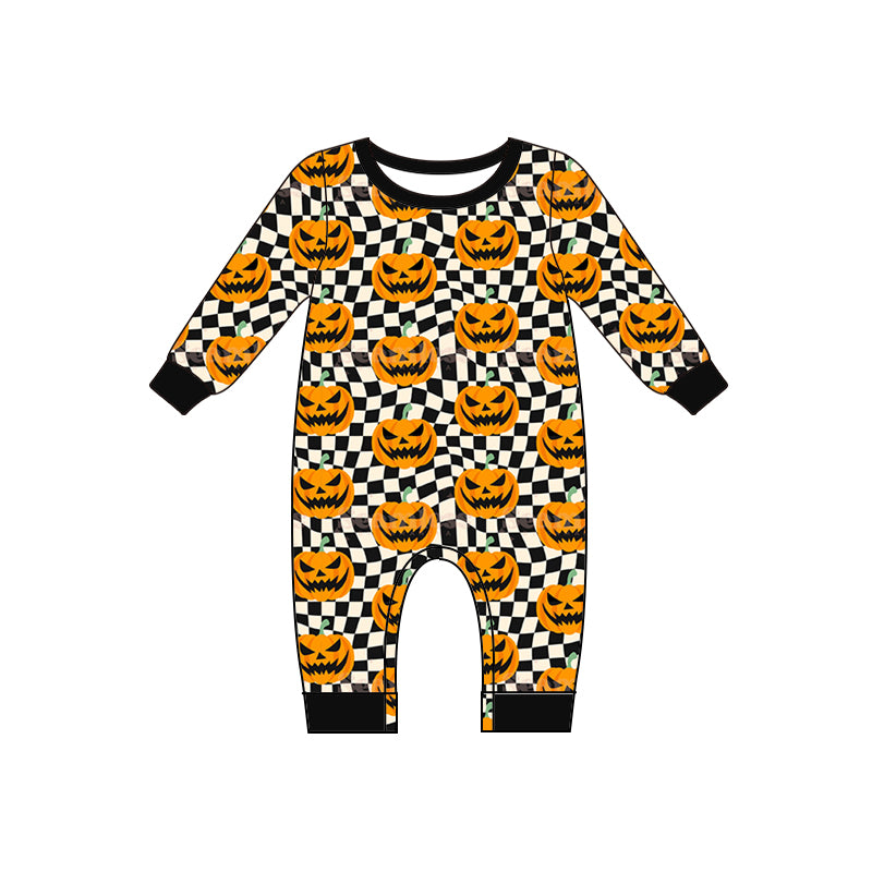 Halloween pumpkin sibling LR1389 boy romper 202407 preorder