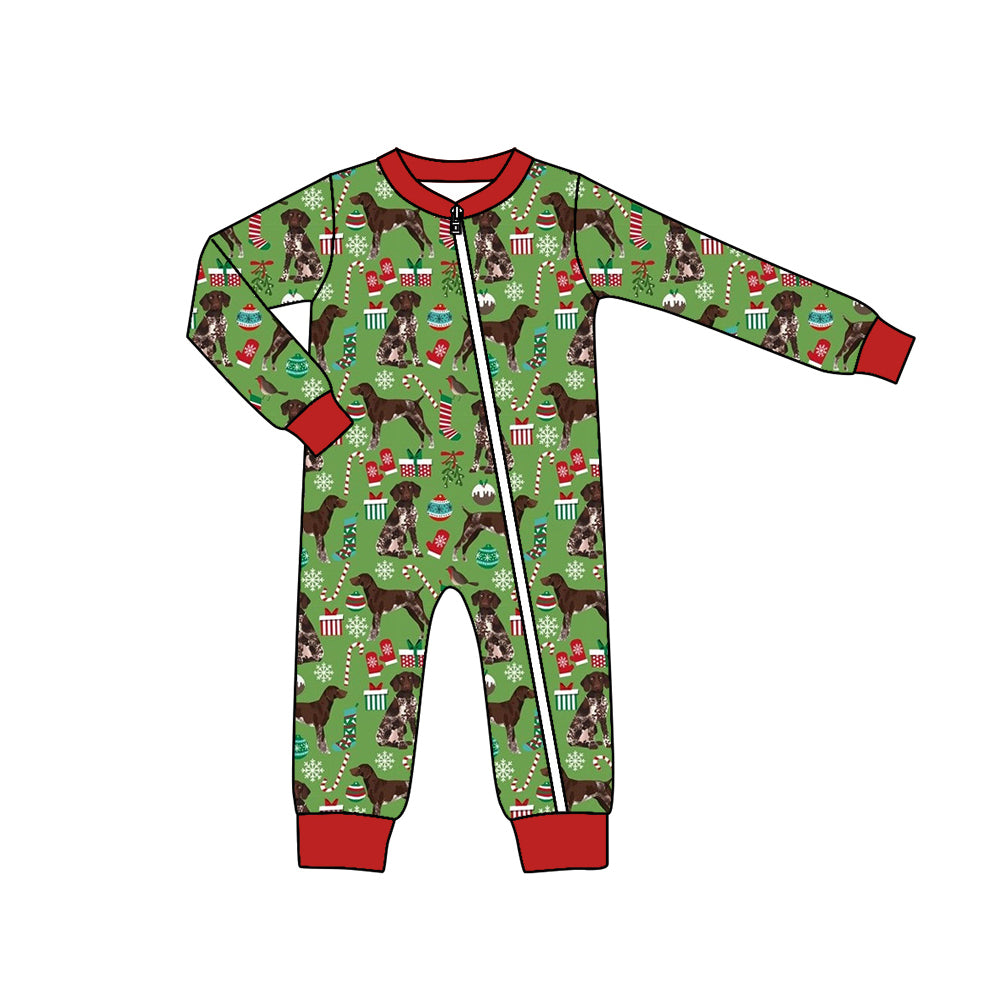 Christmas dog sibling LR1392 boy romper 202407 preorder