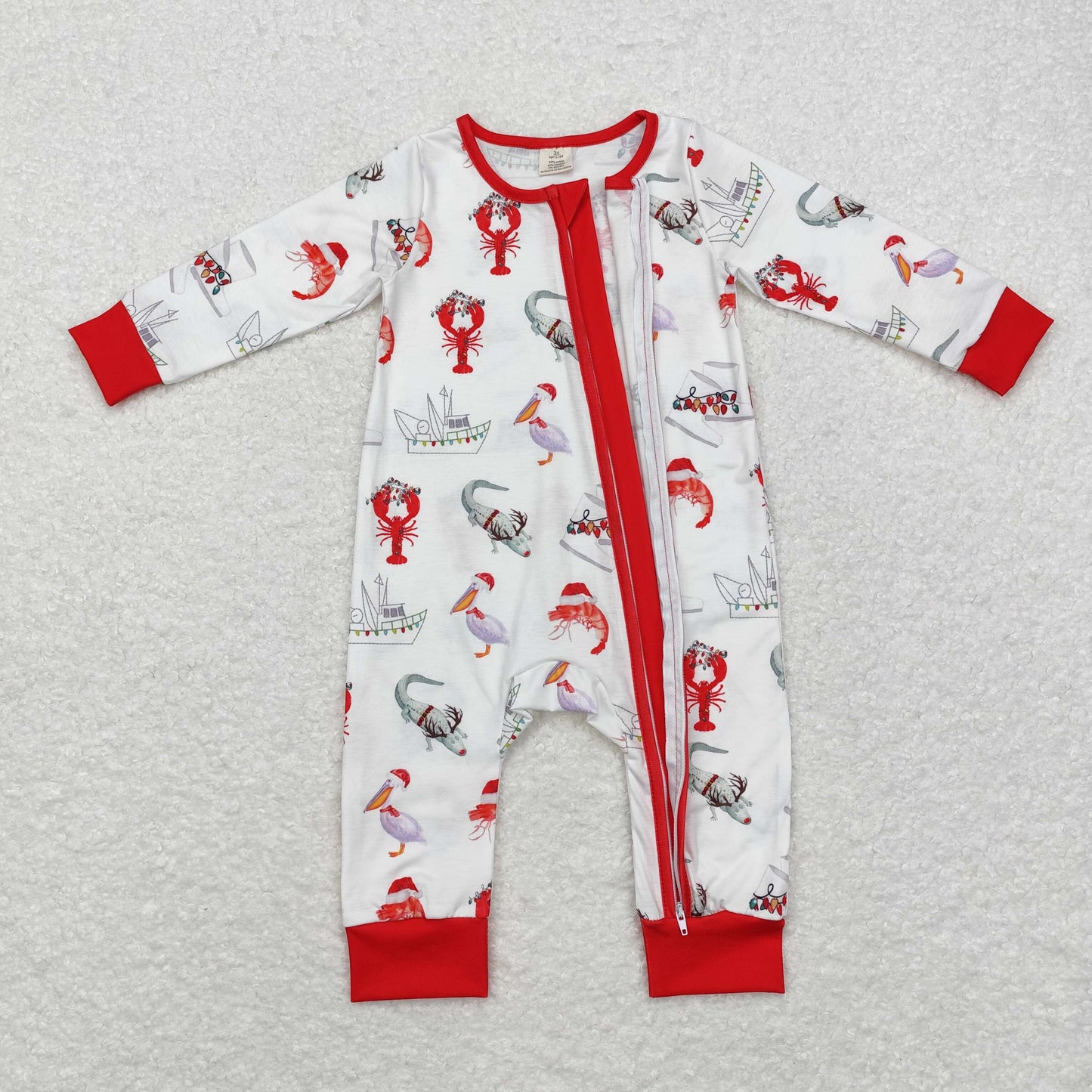 LR1399 BAMBOO sea cray fish sailboat LR1399 girl romper 202408 RTS