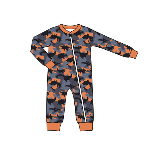 Camo dinosuar sibling LR1407 boy romper 202407 preorder