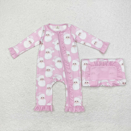 BAMBOO Christmas santa sibling  LR1414 girl romper 202408 RTS