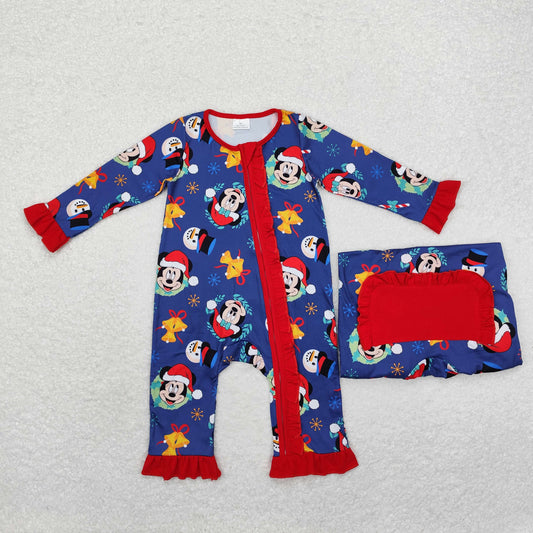 Christmas mouse sibling LR1416 girl romper 202409 RTS