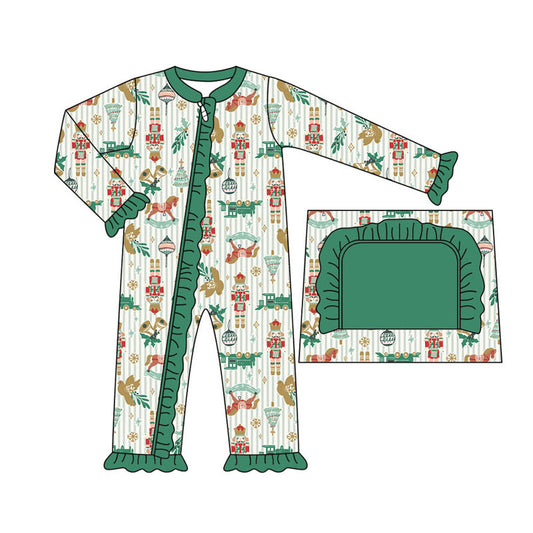 Christmas nutcracker sibling LR1420 girl romper 202407 preorder（