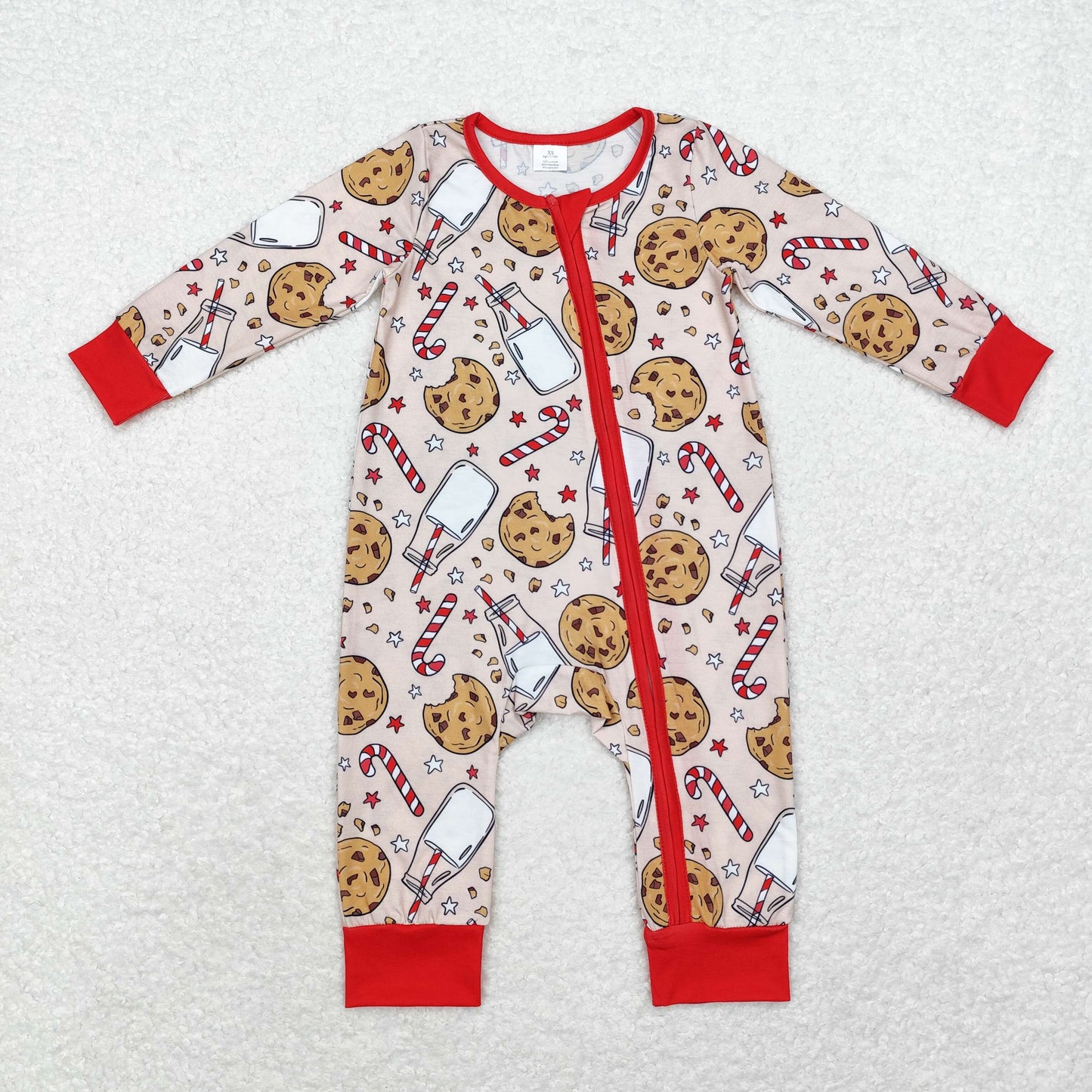 bamboo Christmas cookies sibling LR1426 boy romper 202408 RTS