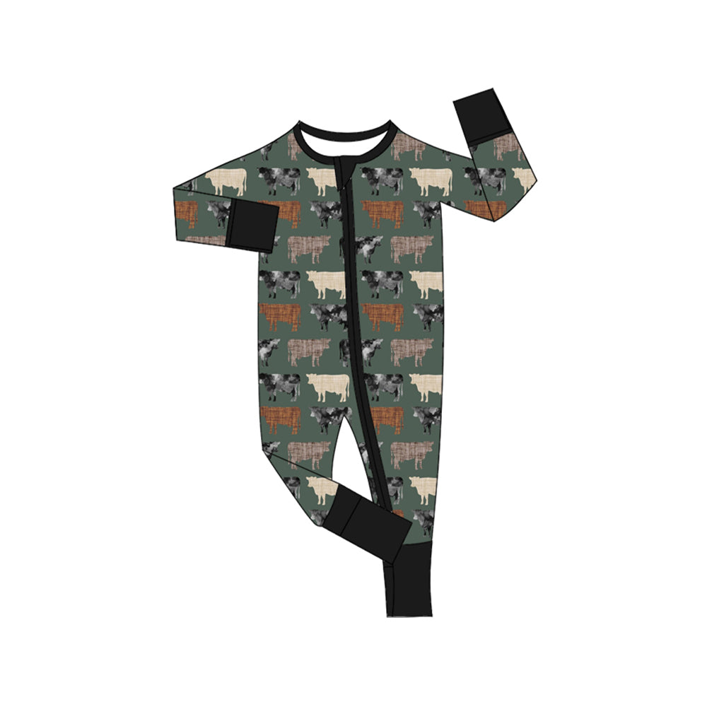 cow sibling LR1454 boy romper 202407 preorder