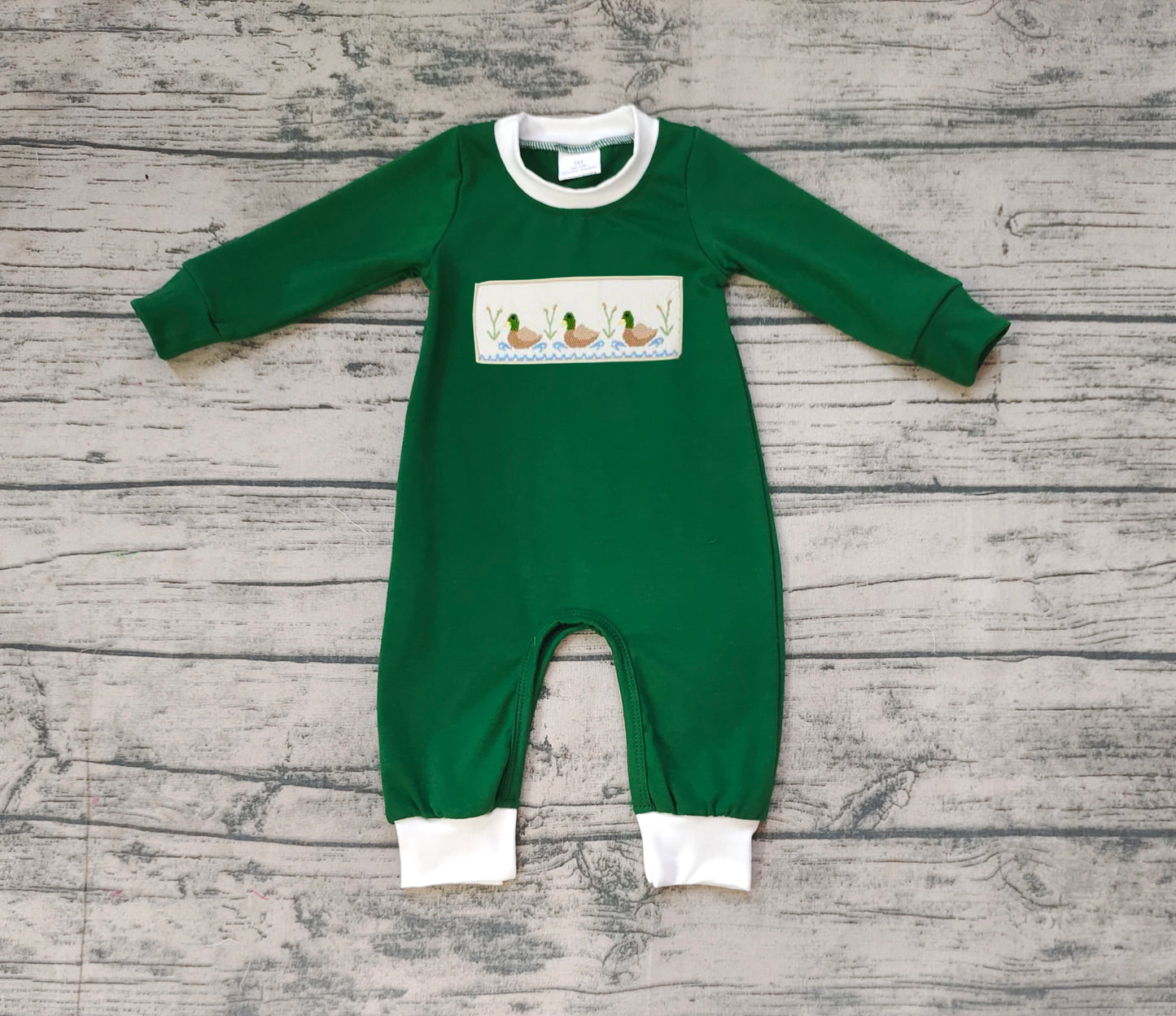 LR1465 duck embroidery western sibling kids romper 202408