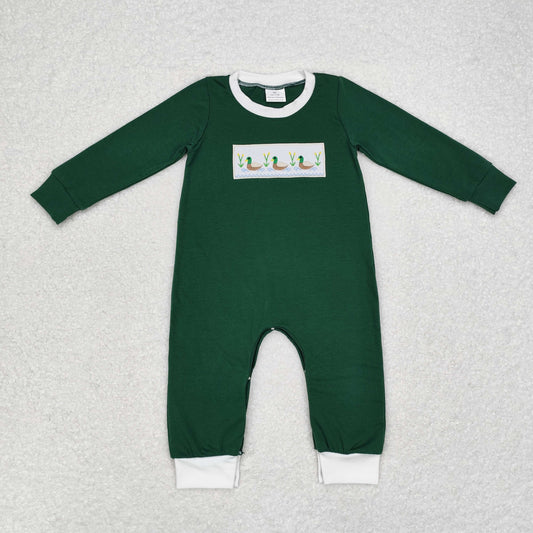 LR1465 duck embroidery western sibling kids romper 202408