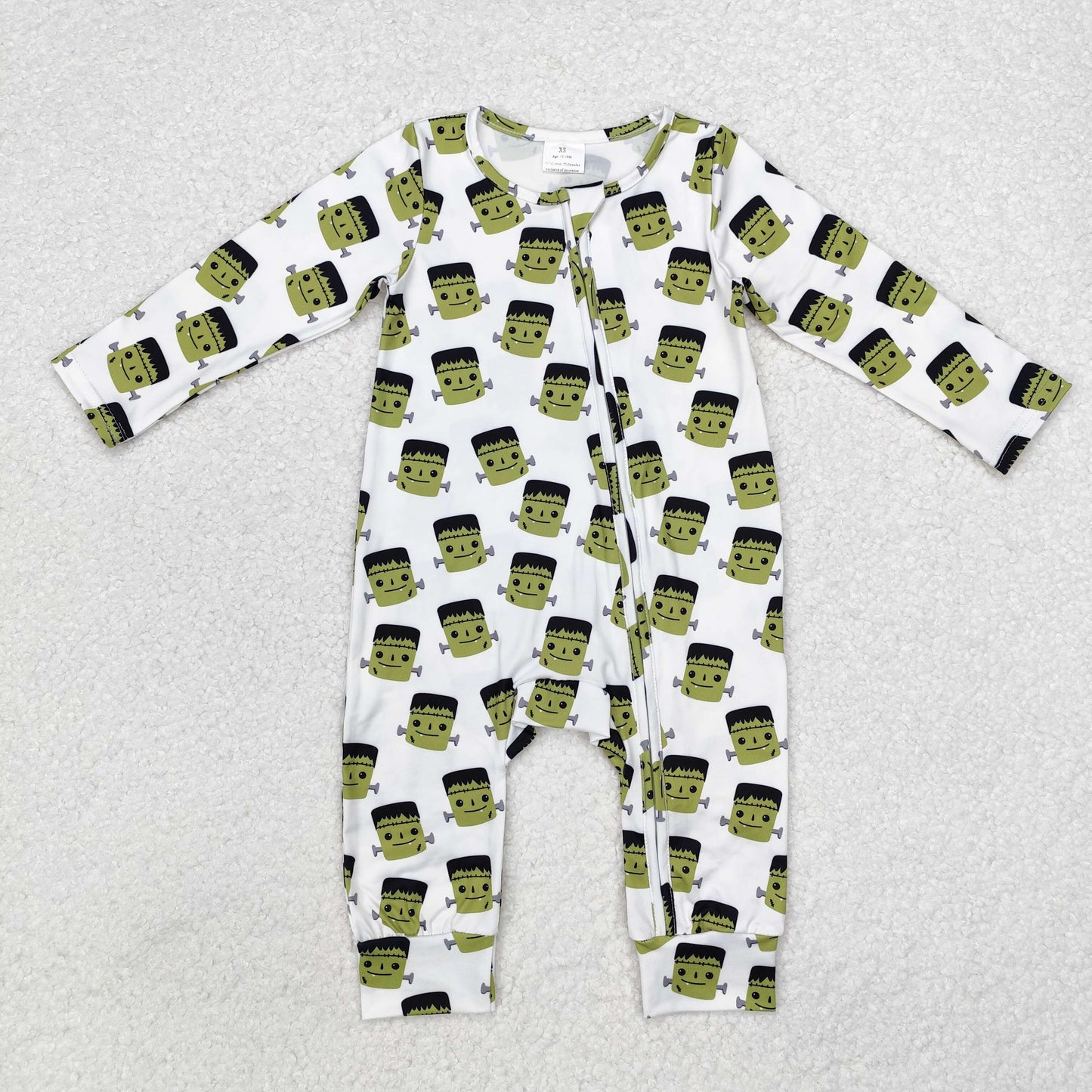 LR1471 green cartoon man Halloween monster sibling boy romper 202410 RTS